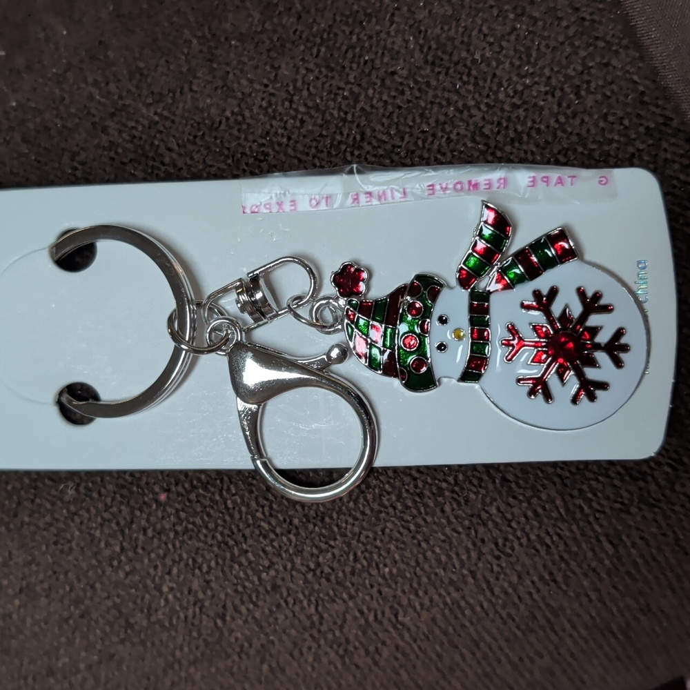Festive Snowman Keychain/Bag/Backpack Charm with Gold Or Silver Accents ⛄☃️ - Picture 2 of 2